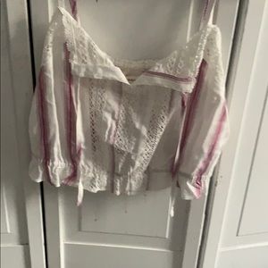 Pink and white cropped lace top! Very cute.